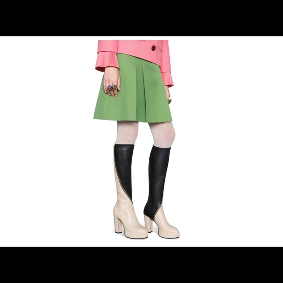 GUCCI LEATHER PLATFORM KNEE BOOTS - Picture 4 of 8